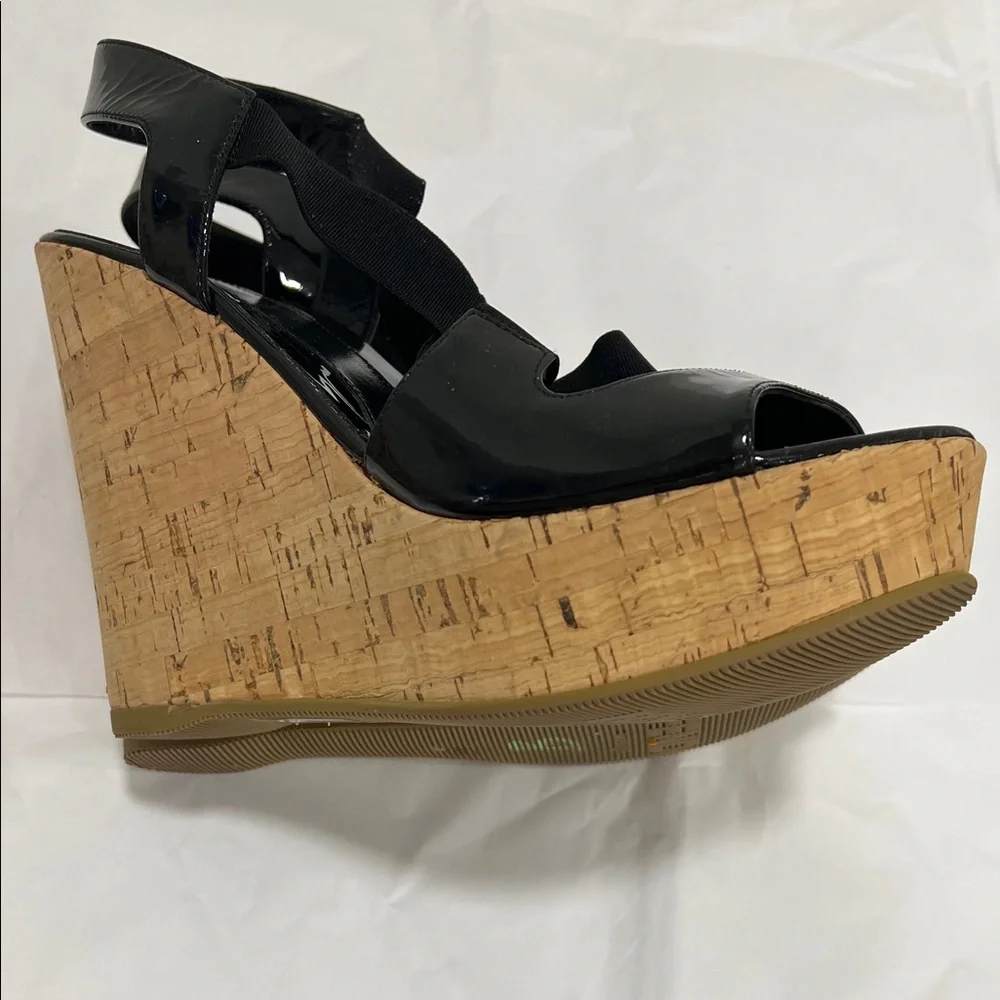 Fendi Black Patent Leather Wedges